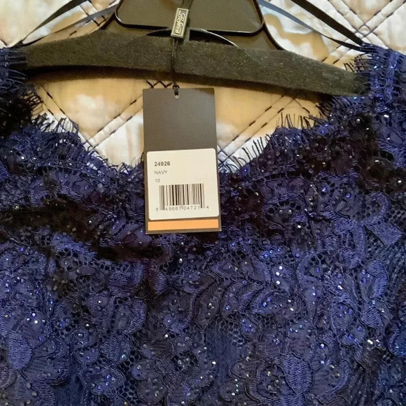 La Femme Wedding Sparkle Navy Blue Mother of Groom/Bride/Guest Dress, Size 10 - Picture 7 of 14